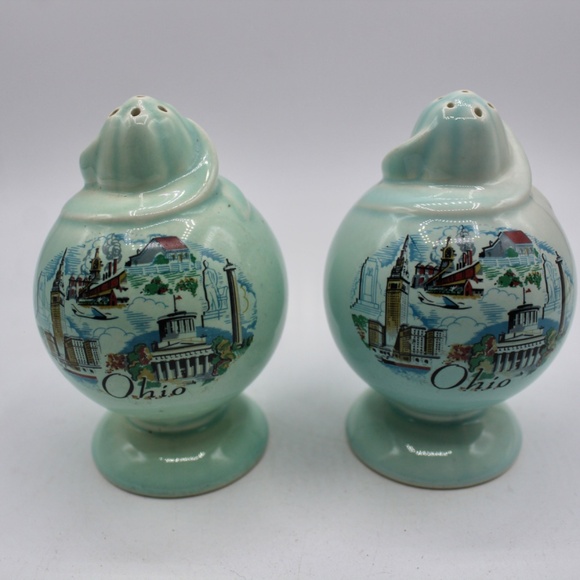 Other - Vintage Taylor Smith LuRay Ceramic Pastel Turquoise Ohio State Shaker Set / USA